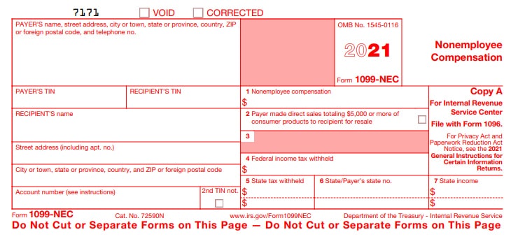 IRS form 1099-NEC