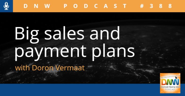 The words "Big sales and payment plans with Doron Vermaat" and "DNW Podcast #388" on a black background