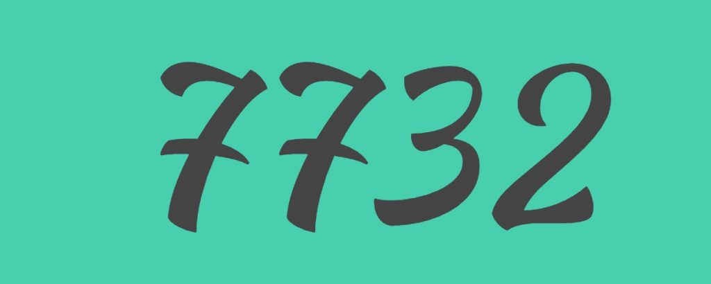 The numbers 7732 on a green background