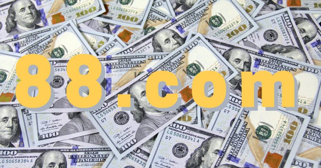 88.com printed in yellow on top of a background of hundred dollar bills
