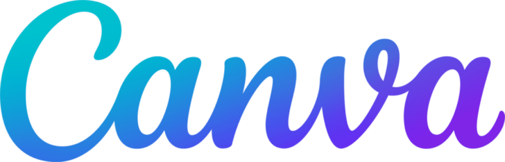 Canva logo with Canva written in a gradient that turns from blue to purple