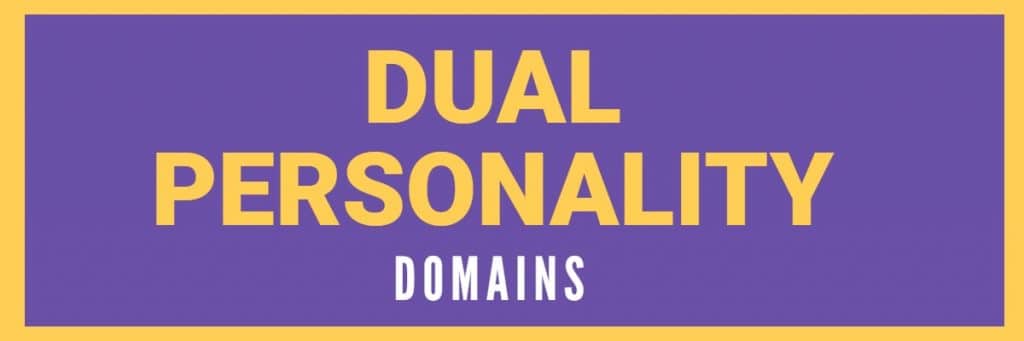 Purple background with the words "Dual Personality Domains"