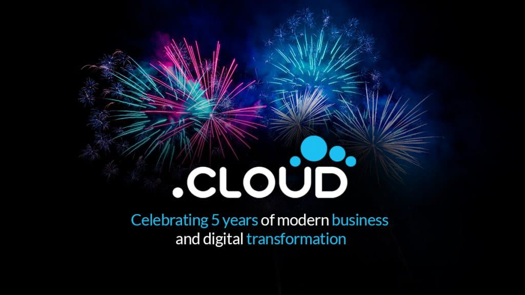Image of fireworks and .Cloud logo