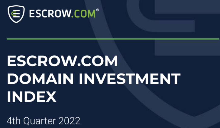 Graphic with Escrow.com logo and "escrow.com domain investment index 4th quarter 2022" in text
