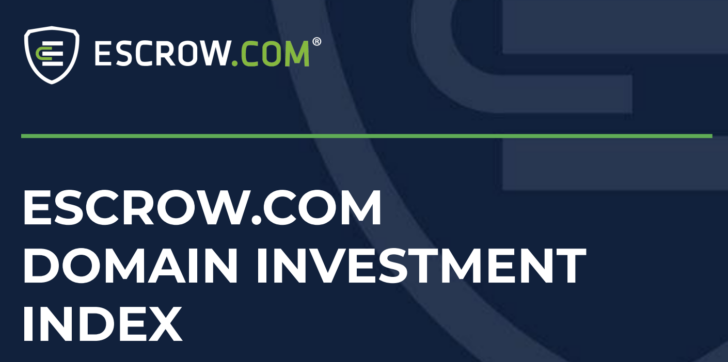 Escrow.com logo with "Escrow.com Domain Investment Index" in white text on blue background