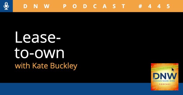 Graphic with words "DNW Podcast #445 Lease-to-own with Kate Buckley"
