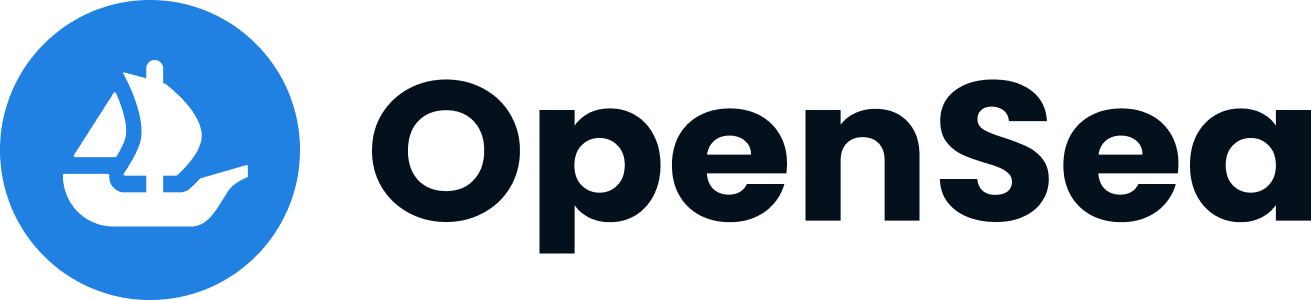OpenSea logo with the word OpenSea in black and a white boat in a blue circle