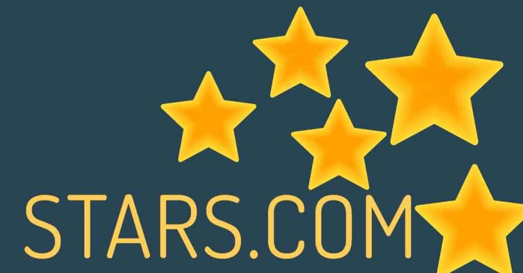 Picture of five golden stars with the words Stars.com