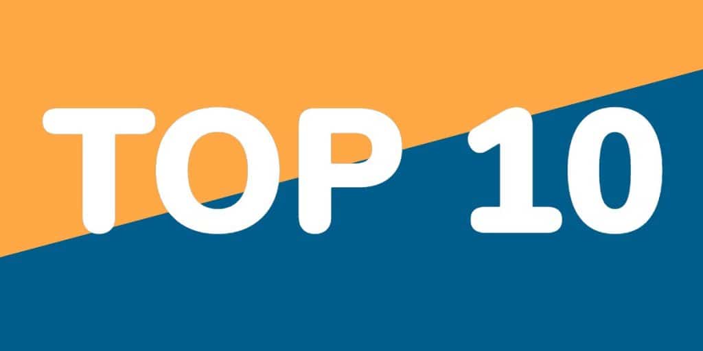 Image with yellow and blue background and the word Top 10 in white text