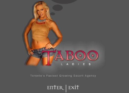 Screenshot of Taboo Ladies dot com circa 2009