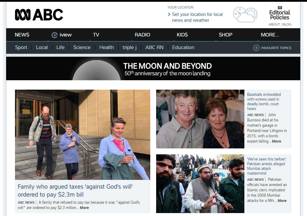 Screenshot of ABC.net.au for Australian Broadcasting Corporation