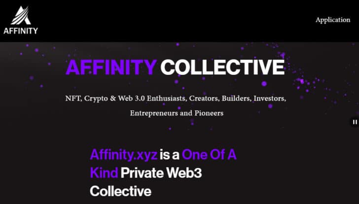 Affinity.xyz website for the Affinity Collective, NFTs