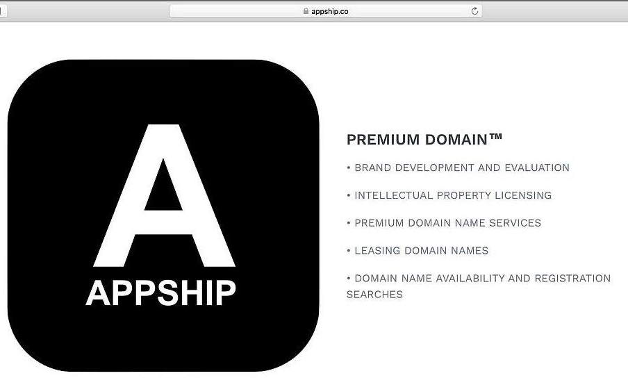 Specimen from trademark application for Premium Domain