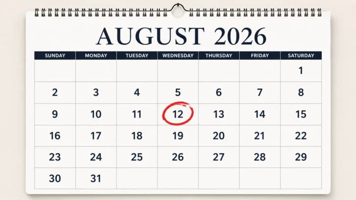 August 2026 calendar with Wednesday August 12 circled