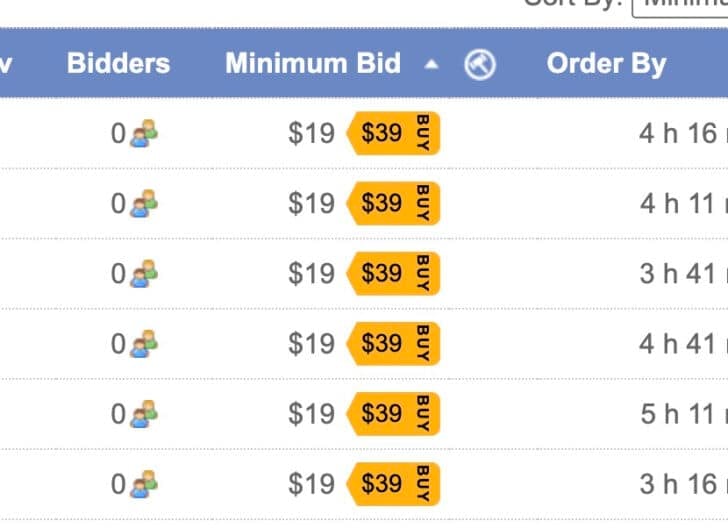 Bid or buy inventory from SnapNames