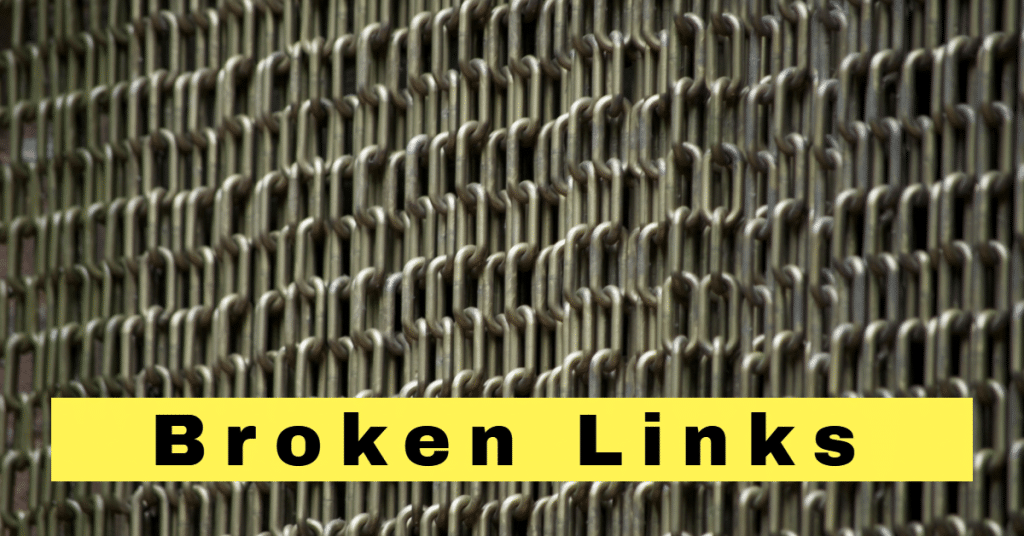 A picture of chain links with the words "broken links"