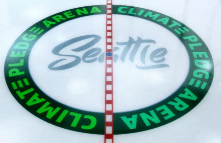 Mockup for center ice at the Climate Pledge Arena in Seattle