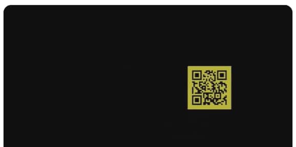 A picture of a QR code on a black background from Coinbase's super bowl commercial