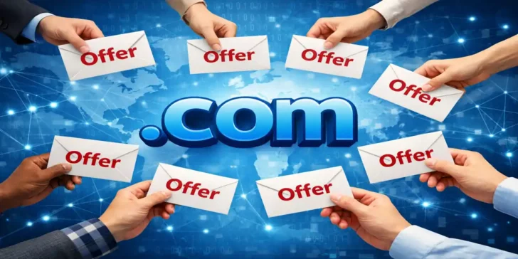 Hands holding offerings around .com