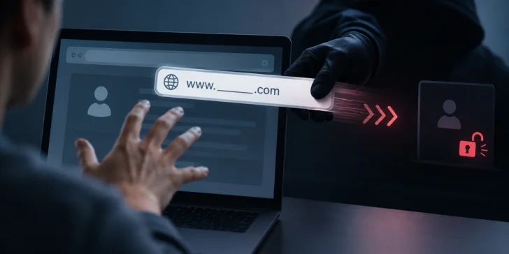 Hand swiping a domain name