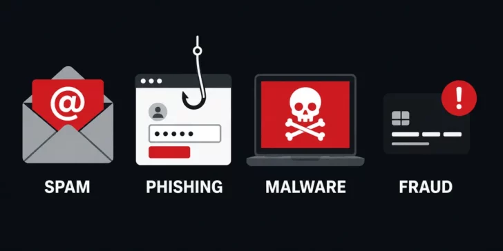 Spam, phishing, malware, fraud icons