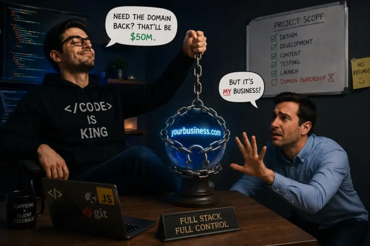 Web developer holding a domain hostage