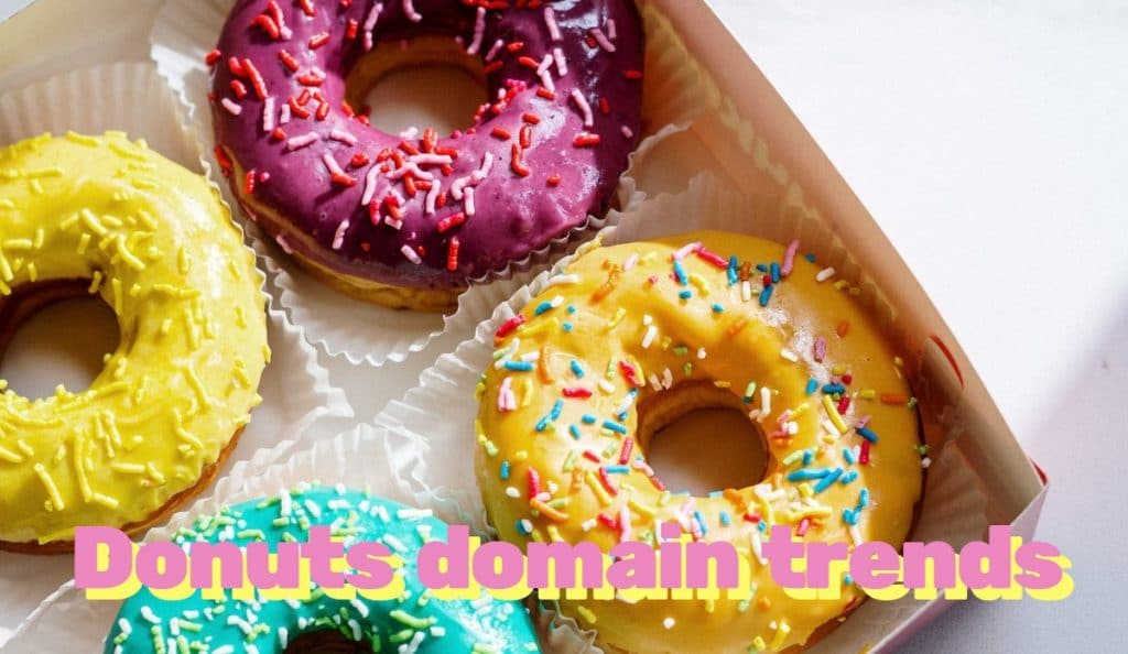 Picture of four donuts with the words "Donuts domain trends"
