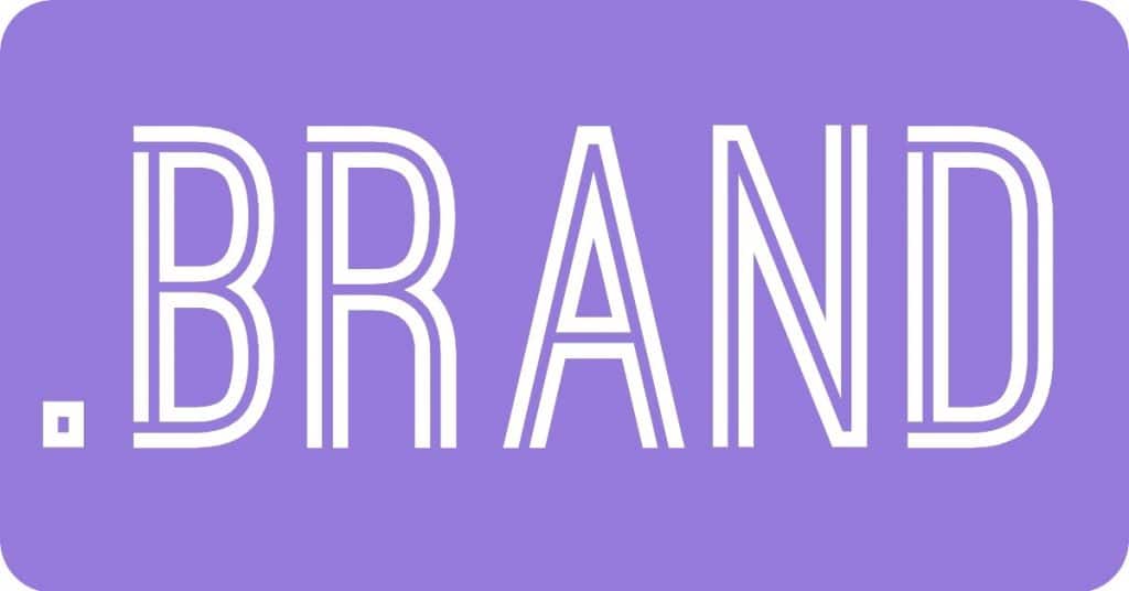 the word .brand in stylized font on purple background