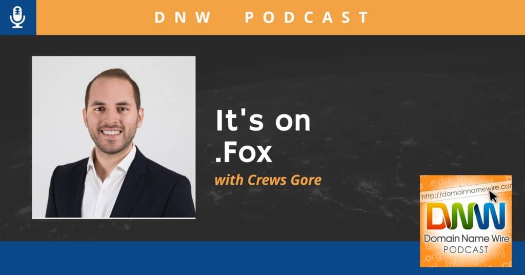 Podcast image for interview with Crews Gore of Fox Corporation, shows headshot and the words "It's on .Fox"