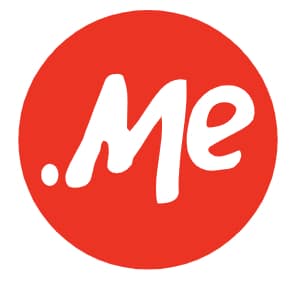Logo for .me has .me in white letters inside a red circle