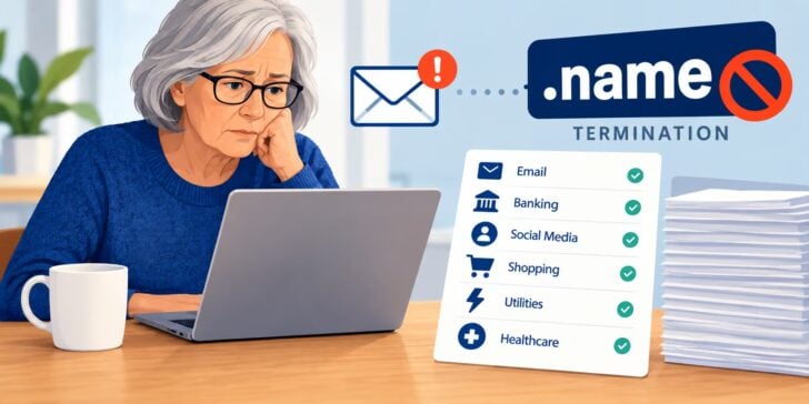 Woman faces changing 211 accounts after .name domain termination