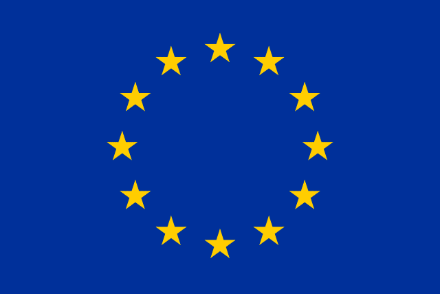 European Union flag features a blue background with 12 gold stars