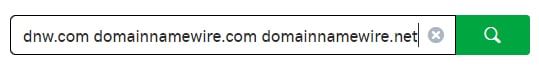 Bulk search feature on GoDaddy, showing multiple domains entered into the search box