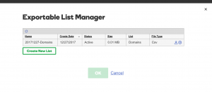 GoDaddy Manage Exportable Lists with Reports