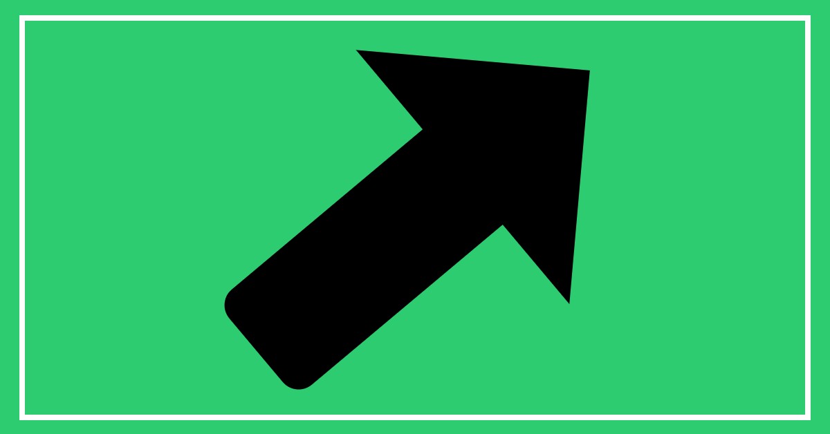 Picture of a black arrow pointing up and to the right on a green background