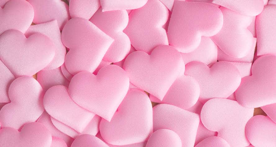 Picture of pink hearts in fabric material