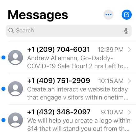 A screenshot of iPhone messages