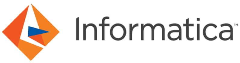 Logo for Informatica has an orange graphical element with two sides
