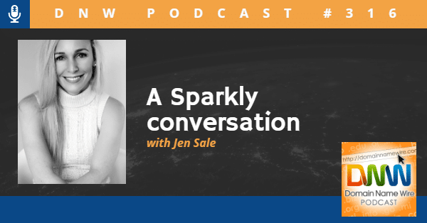 Picture of Jen Sale of Sparkly with the words "DNW Podcast #316 A Sparkly conversation with Jen Sale"