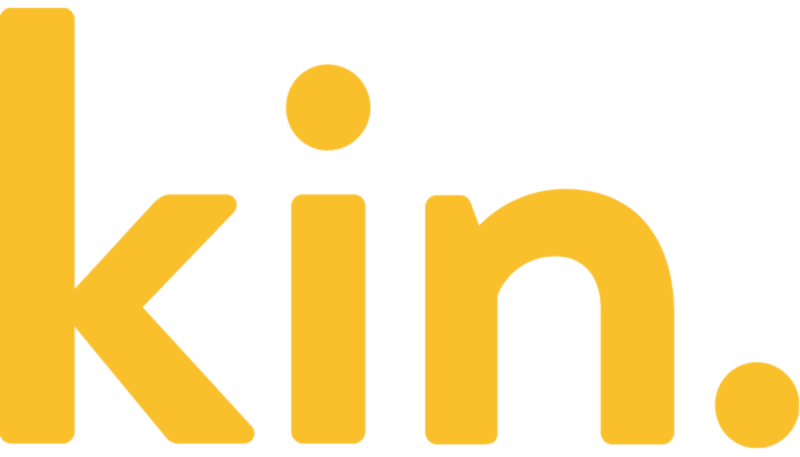 Logo for Kin insurance has kin. in lower case orange letters