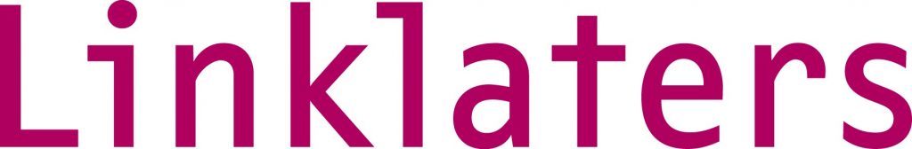 Logo for Linklaters LLP law firm shows the word Linklaters in pink color