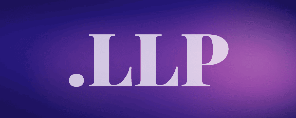 Purple background with .LLP in white letters