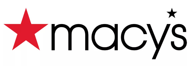 Macys logo has a red star to the left of the word Macy's, which has a start in place of the apostrophe.