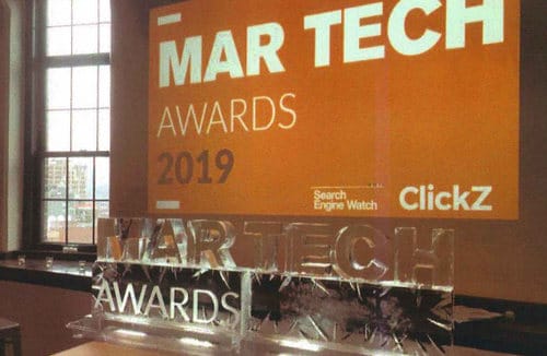 Picture from ClickZ's Marketing Technology Awards ceremony showing use of "Mar Tech"