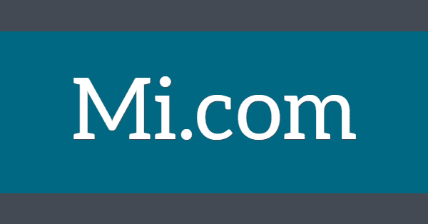 Mi.com in white letters on a green/blue background