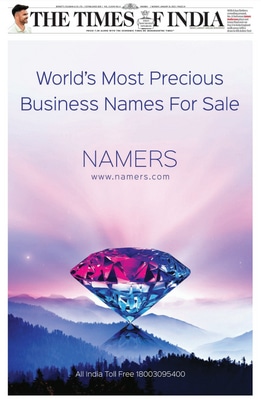 Image of a front page Times of India ad for Namers.com, showing a picture of a diamond