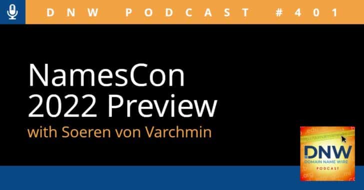 Black background with the words "NamesCon 2022 Preview with Soeren von Varchmin