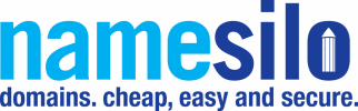 Logo for NameSilo with the tagline domains.cheap, easy and secure. in blue colors