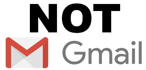 Gmail logo with the word "not" above it.