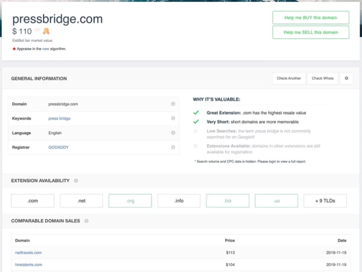 Estibot appraisal screenshot